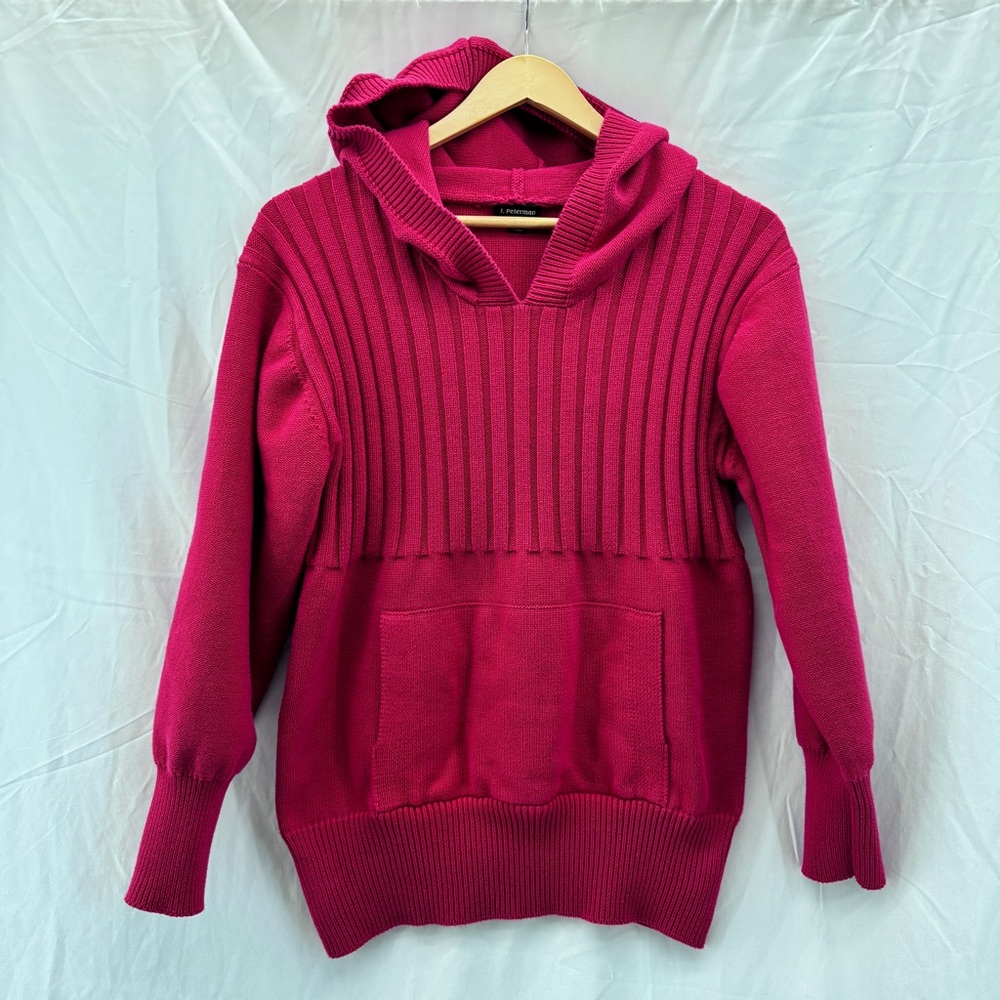 J. Peterman Vintage 90’s Men's Rib Knit Pullover Hoodie Sweater Red XS Unisex